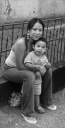 Unknown Hispanic Mother and child